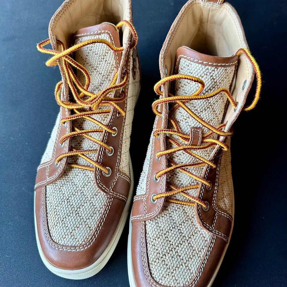 Christian Louboutin Vanilla & Brown High-Top Sneakers – Bold Luxury Streetwear